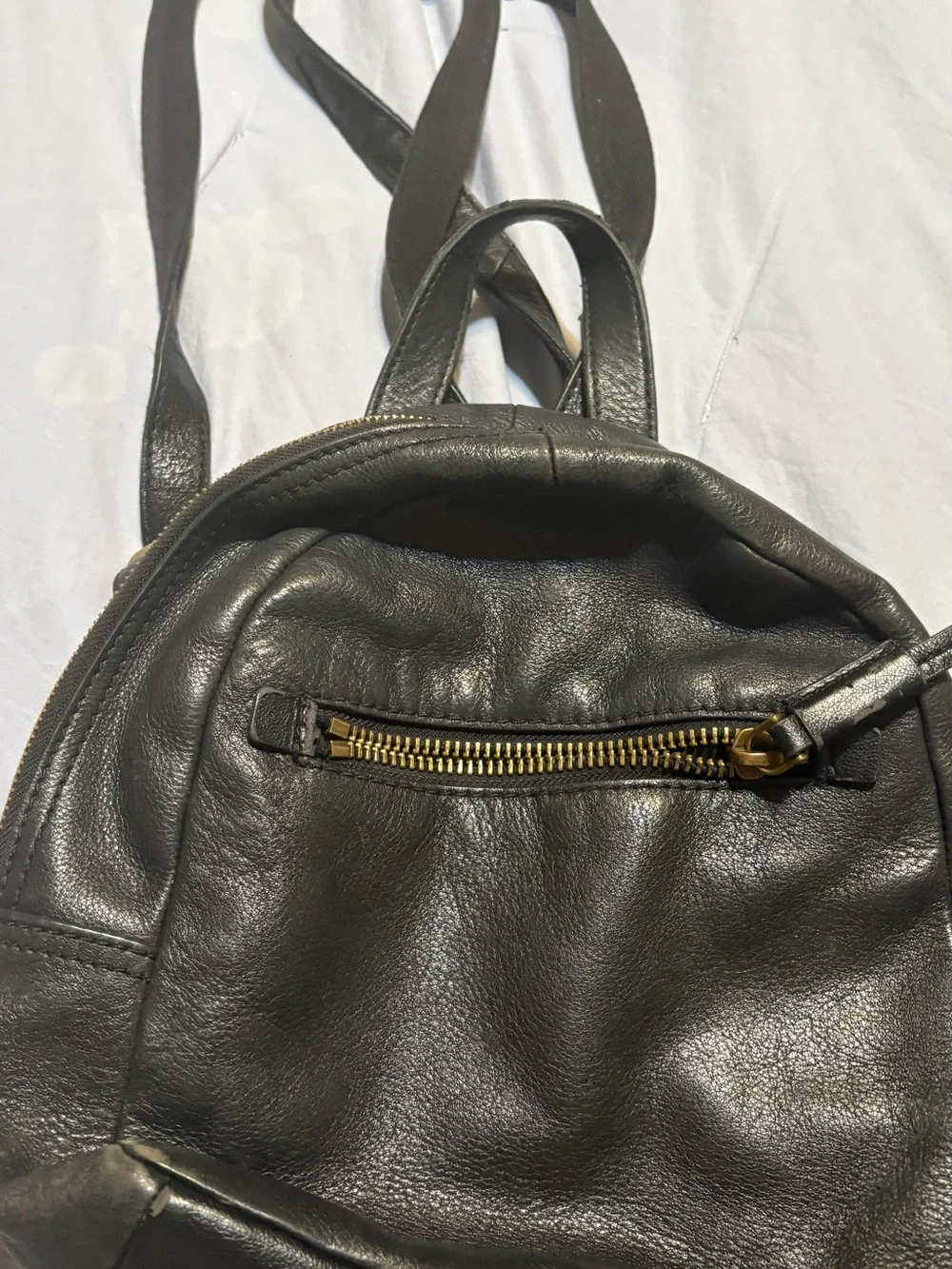 Fossil Black Leather Backpack with Gold Hardware